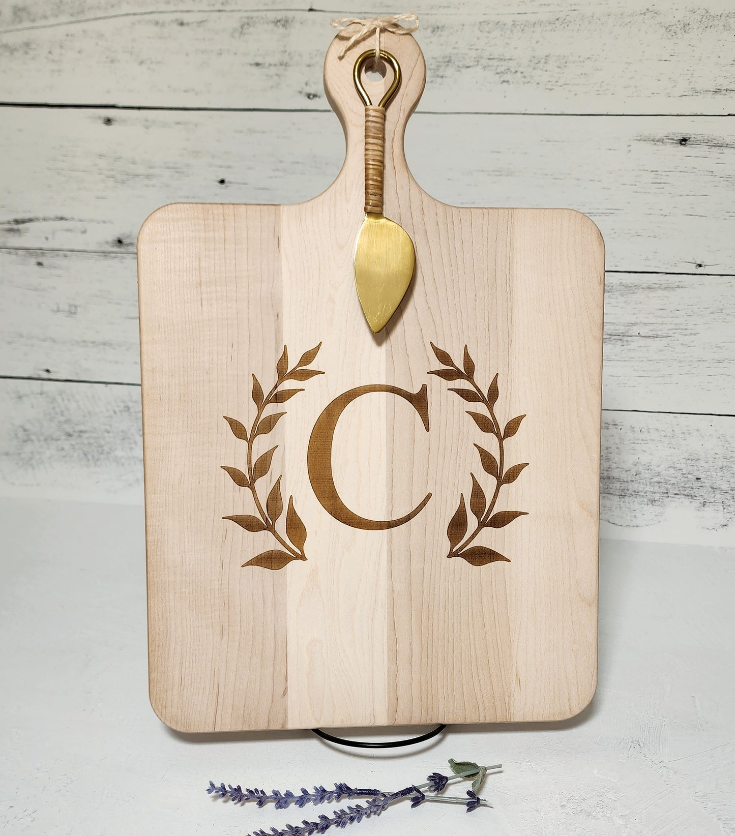 Maple-Handled Engraved Charcuterie Board