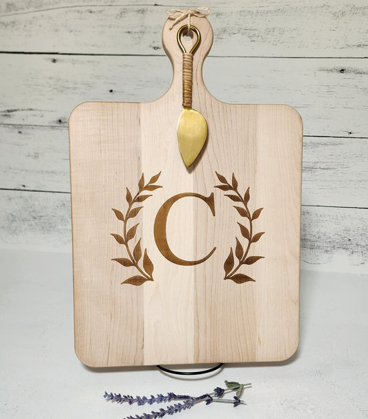 Maple-Handled Engraved Charcuterie Board